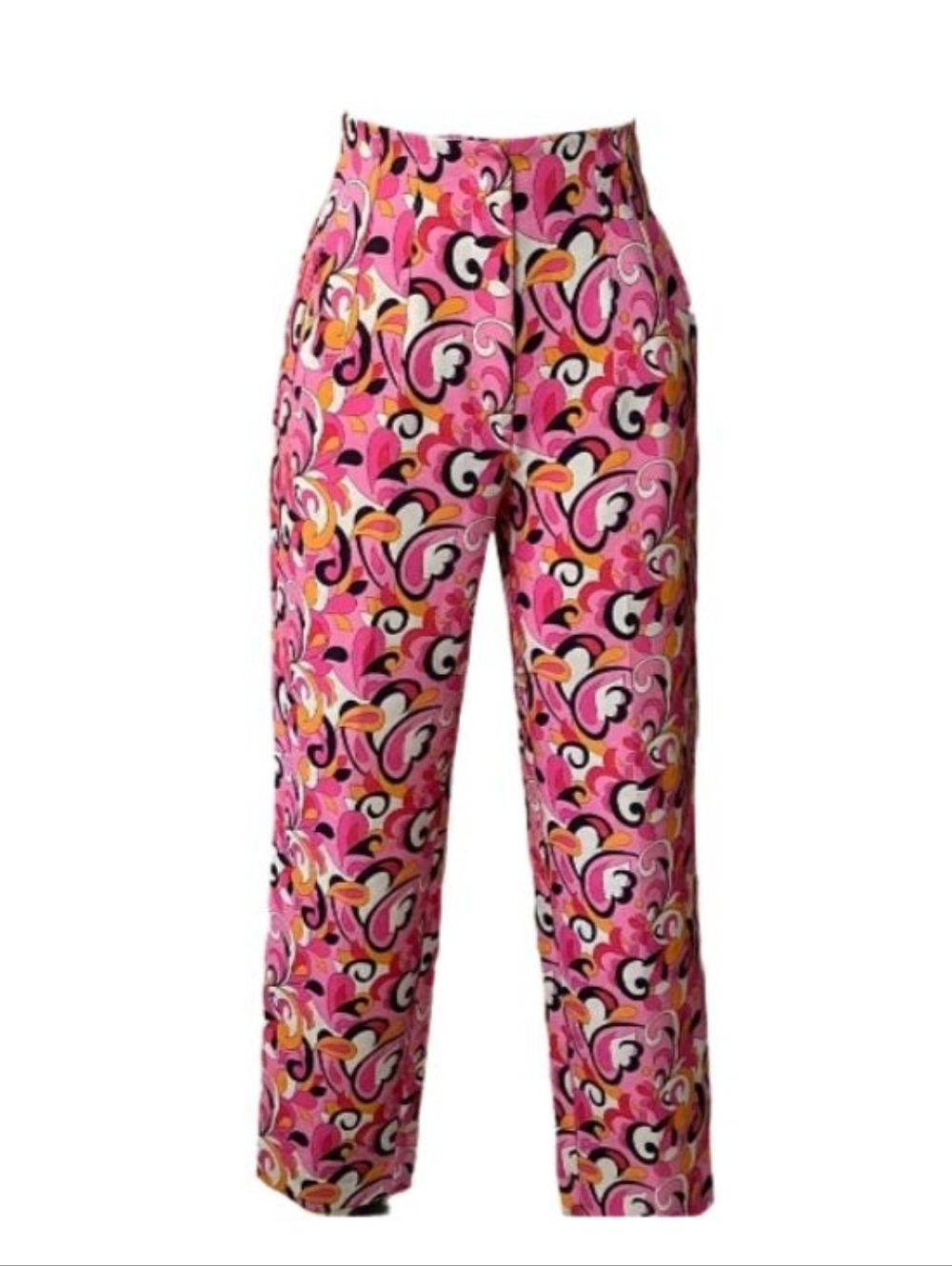 Zara Pink Paisley Floral Pants High Waisted Ankle Crop Pleated Pants - Picture 2 of 11